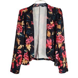 Shein Curve 2XL Bright Pink & Gold Floral Women's Blazer Jacket